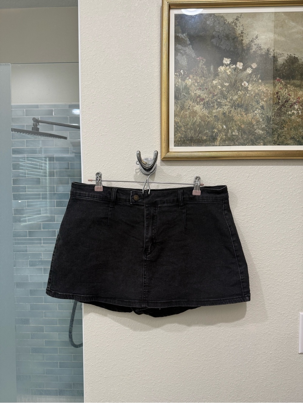 Women’s Black Stretch Denim Mini Skort - Size XL